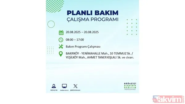 ⚫20 Ağustos 2025 İstanbul'da Elektrik Kesintisi Yaşanacak İlçe Ve Mahalleler