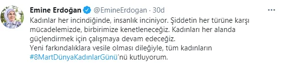 Emine Erdoğan'dan 'Dünya Kadınlar Günü' mesajı-1