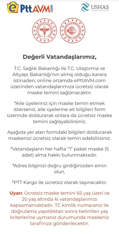 EpttAVM maske siparişi ne zaman alınacak? PTT ücretsiz maske neden sipariş verilmiyor?-3