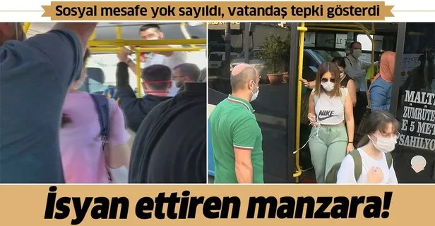 Minibüslerde yine aynı görüntü! Sosyal mesafe yok sayıldı, vatandaş isyan etti