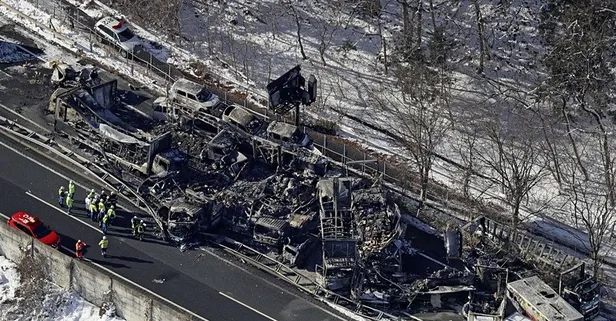 Japonya’da feci kaza! 50 araç birbirine girdi: Yangında kül oldu
