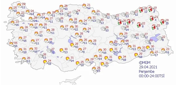 HAVA DURUMU | Bahar resmen geliyor! Meteoroloji haritalı tahmini yayınladı | 25-29 Nisan-15