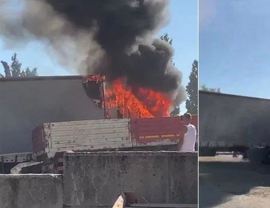 Park halindeki TIR, alev alev yandı!