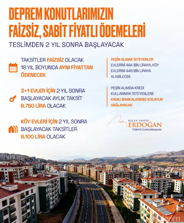 Depremzedelere evler faizsiz! Başkan Erdoğan açıkladı: 2 yıl ödeme yok 18 yıl sabit taksit! - 2