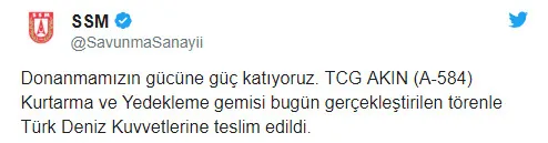TCG AKIN (A-584) Deniz Kuvvetleri Komutanlığı’na törenle teslim edildi-1