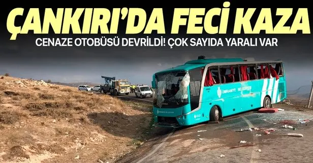 Çankırı’da cenazeye gidenleri taşıyan otobüs devrildi: 34 yaralı