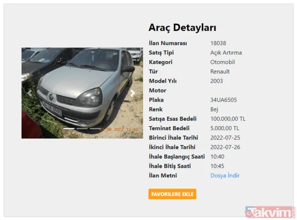SGK'DAN 10 BİN TL'YE 2004 MODEL FİAT! 100 bin TL'ye Mercedes sahibi olun! SGK 2. el fiyatları şoke etti! Toyota, Fiat, Renault, Citroen... - 14