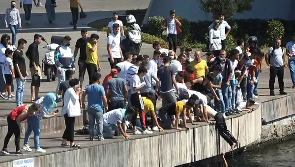 İstanbul Haliç’te facianın eşiğinden dönüldü! Fotoğraf çekerken boğuluyordu!-1