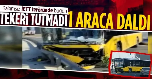 İstanbul’da İETT otobüsleri vatandaşlara hayatı zorlaştırıyor! İETT peronundan kayan otobüs başka bir araca çarpıp durdu
