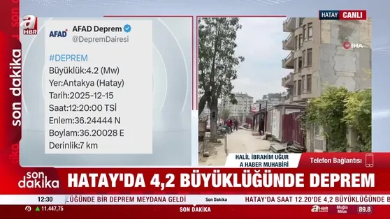 Hatay’da 4,2 büyüklüğünde deprem!