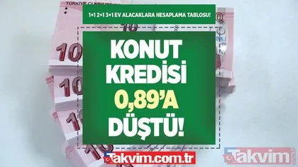 Ziraat, Halkbank, Vakıfbank faiz oranı 0.89 - 0.99’a düştü! 1+1 2+1 3+1 ev alacaklara 100, 200, 300  bin TL konut kredisi hesaplama tablosu!
