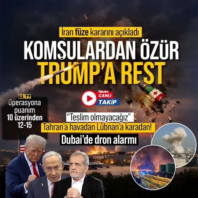 İran’dan füze kararı: Pezeşkiyan komşu ülkelerden özür diledi | Trump’a teslimiyet resti | Dubai’de dron alarmı