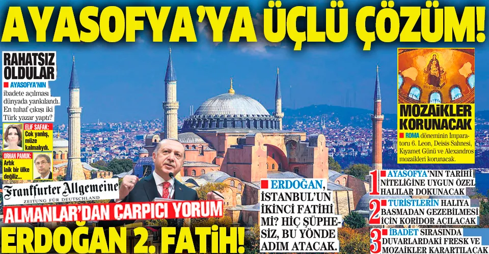 86 yıl sonra tekrar ibadete açılacak olan Ayasofya’ya üçlü çözüm