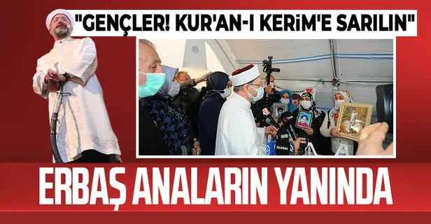 Diyanet İşleri Başkanı Ali Erbaş, HDP il binası önünde direnen Diyarbakır annelerini ziyaret etti