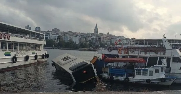 CHP'li İBB'nin ulaşım rezaletinde yeni perde: Eminönü'nde İETT otobüsü denize düştü!