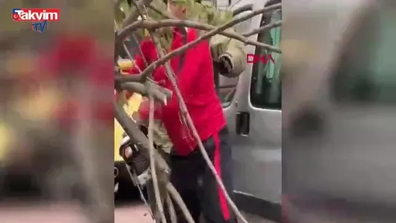 Beşiktaş ve Şişli’de ağaçla elektrik direği araçların üstüne devrildi