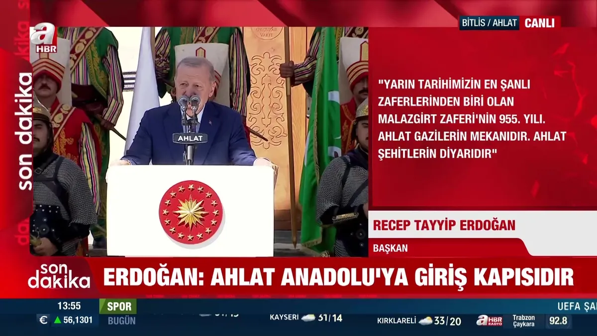 Başkan Erdoğan’dan Ahlat'ta kritik mesajlar! "Malazgirt Zaferi’nin 955. yılında birlik vurgusu"
