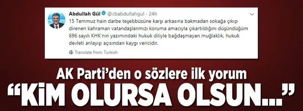 AK Parti’den Abdullah Gül’ün sözlerine ilk yorum