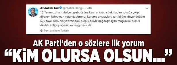 ak parti den abdullah gul un sozlerine