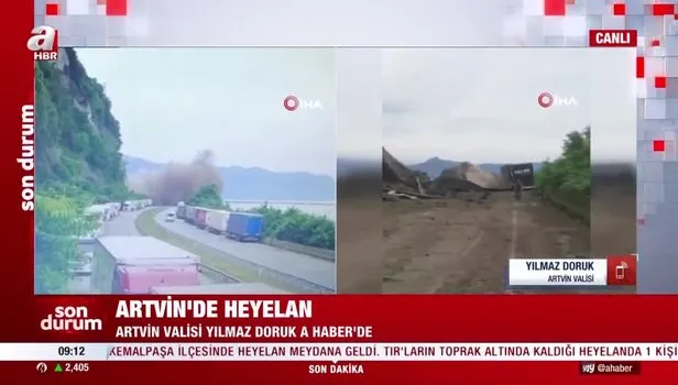 SON DAKİKA! Artvin'de heyelan... Son durumu Artvin Valisi Yılmaz Doruk A Haber canlı yayınında aktardı