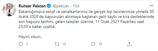 SON DAKİKA! Bakan Pekcan'dan esnaf ve sanatkarlara destek müjdesi! Süre uzatıldı | Esnaf ve kira destek paketi başvuru-2