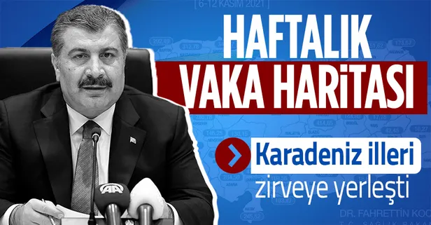 SON DAKİKA: Sağlık Bakanı Fahrettin Koca 6-12 Kasım arası illere göre vaka haritasını açıkladı