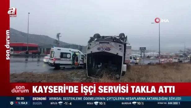 Kayseri Melikgazi'de feci kaza! İşçi servisi takla attı: 1'i ağır 22 yaralı | İlk görüntüler