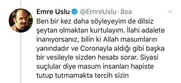 Firari FETÖ'cü Emre Uslu'dan skandal koronavirüs açıklaması-1