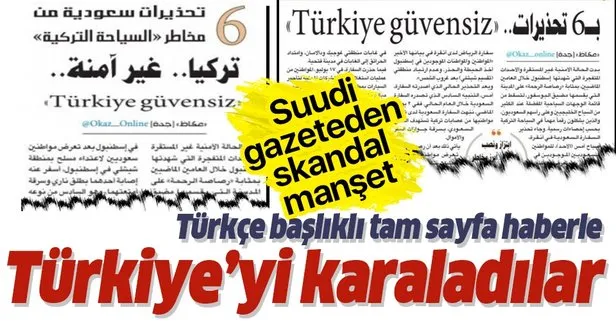 Suudi gazetesinden Türkçe başlıklı tam sayfa Türkiye’yi karalama haberi