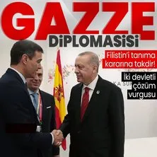 Başkan Erdoğan, İspanya Başbakanı Pedro Sanchez ile görüştü: İki devletli çözüm vurgusu
