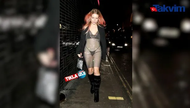 Ünlü model transparan kıyafetiyle geceye damga vurdu