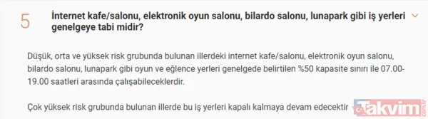 Kafe restoranlarda HES kodu zorunlu mu? Kahvehanelerde oyun serbest mi? Kimler toplu taşıma kullanabilecek? - 15