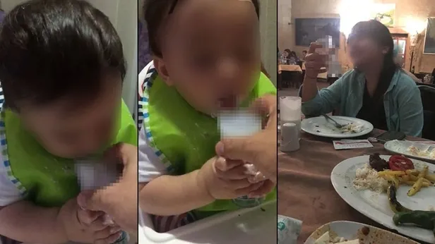 Bursa'da rezil görüntü! 2,5 yaşındaki çocuğu içki masasına oturtup rakı içirdiler-1