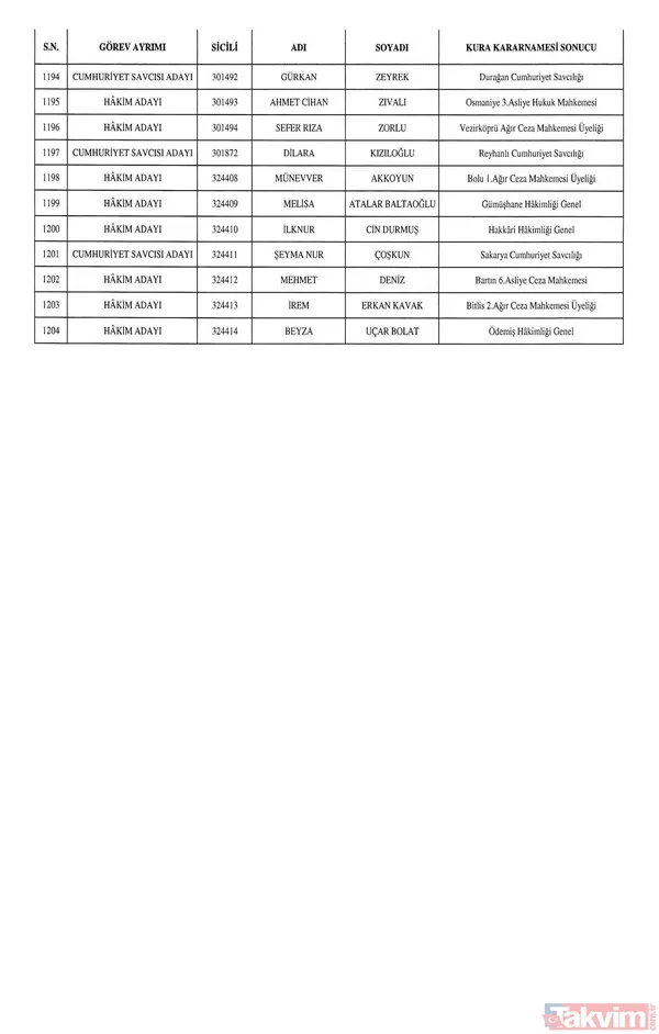 HSK atamaları Resmi Gazete'de! 1351 hakim ve savcı adayının görev yeri belli oldu - 33