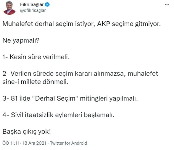 TÜSİAD’dan sonra CHP’li Fikri Sağlar’dan skandal sözler