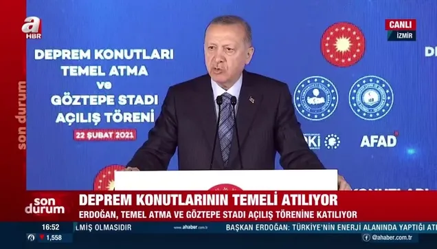 Başkan Erdoğan'dan Bayraklı'da Deprem Konutları Temel Atma Töreni'nde önemli açıklamalar