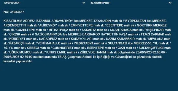 1692518439681.jpeg BEDAŞ duyurdu: İstanbul'da o ilçeler karanlığa gömülecek!-11