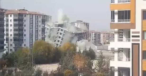 Malatya'da 12 katlı ağır hasarlı bina yerle bir oldu! O anlar saniye saniye görüntülendi