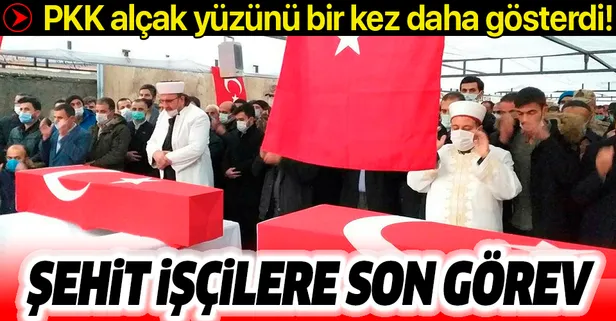 Hakkari'nin Derecik ilçesinde PKK'lı teröristlerin şehit ettiği işçiler son yolculuklarına uğurlandı