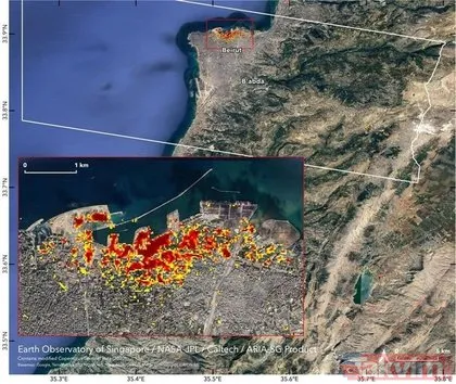 NASA Beyrut’taki patlamanın uydu görüntülerini yayınladı