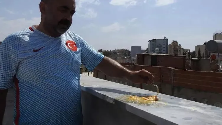 Kilis'ten gelen görüntü Türkiye'yi hayrete düşürdü: Mermerin üzerinde yumurta pişirdi