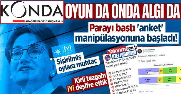 İYİ Parti parayı bastı 'anket' manipülasyonuna başladı! Şişirilmiş oy oranına muhtaç kaldılar: Baş aktör KONDA yan aktör sosyal medya
