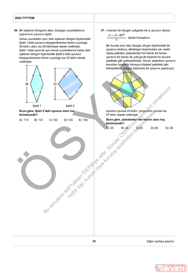 YKS TYT FUL A-B-C-D kitapçığı soru ve cevap anahtarı! 2022 YKS TYT SORU VE CEVAPLARI PDF İNDİR! osym.gov.tr YKS TYT Türkçe, Sosyal Bilimler, Matematik, Fen, Coğrafya, Din cevap anahtarı! - 35