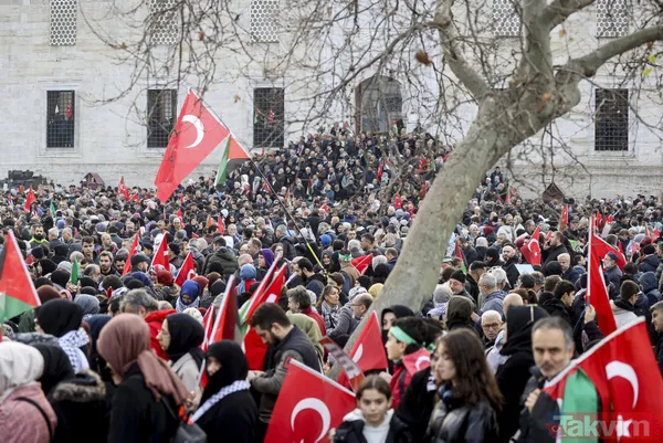 Galata'dan şehitlerimiz ve Filistin için dünyaya haykırış... İsimleri tek tek okundu | Tarihi günden tarihi kareler! - 48
