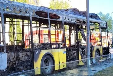 İstanbul’da İETT otobüsü alev alev yandı!