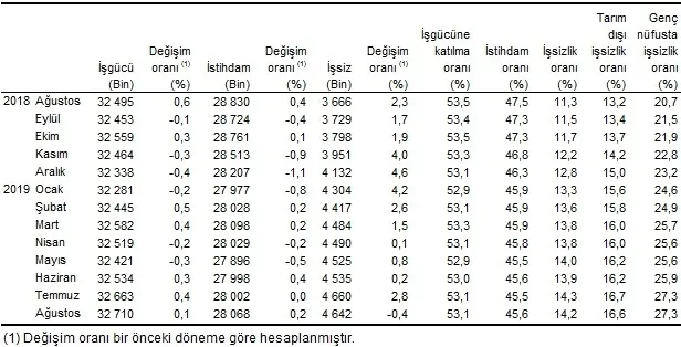 Son dakika: 2019 Ağustos ayı işsizlik rakamları açıklandı-3
