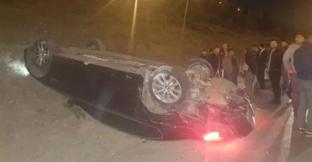 TEM’de feci kaza! Arkasındaki araç çarptı, otomobil takla attı