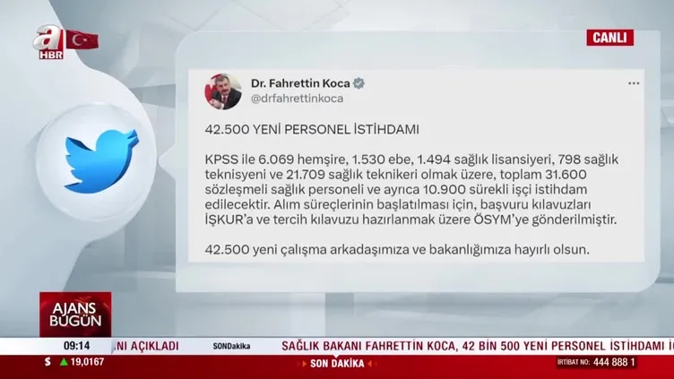 42500 personel alımı 2023 son dakika! Sağlık Bakanlığı personel alımı İŞKUR istihdam başvurusu nasıl yapılır? Bakan Koca'dan yeni alım duyurusu! |VİDEO