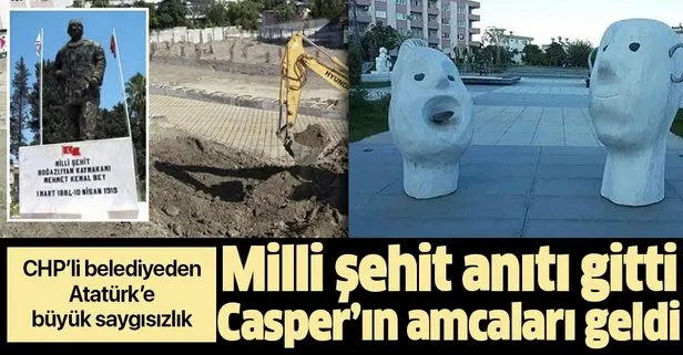 Milli şehidin anıtı gitti Casper’ın amcaları geldi! CHP’li belediyeden Atatürk’e büyük saygısızlık