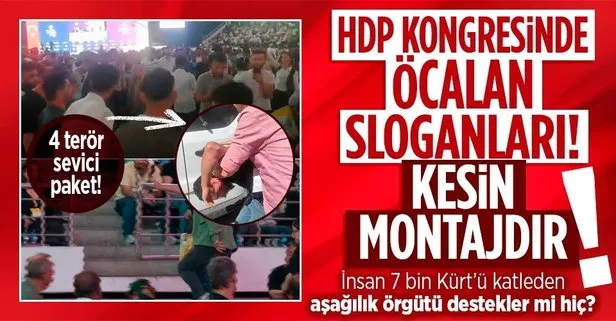 HDP kongresinde PKK elebaşı Abdullah Öcalan’a destek sloganları! Posterini açmaya çalışıp slogan atarak halay çektiler